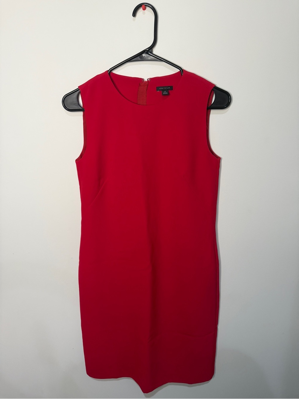 Ann Taylor Red Sleeveless Midi Sheath Dress